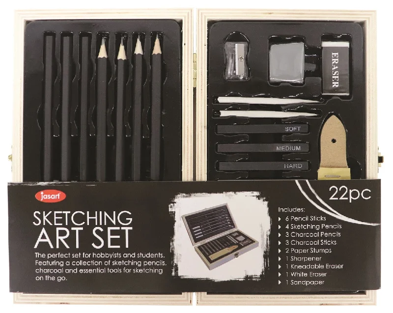 Landscape painting art supplies for outdoor painting​ Jasart Wooden Box Sketching Set Of 22
