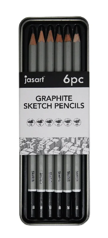 Art supplies for making personalized wine bottle holders​ Jasart Studio Graphite Sketching Pencils Tin of 6