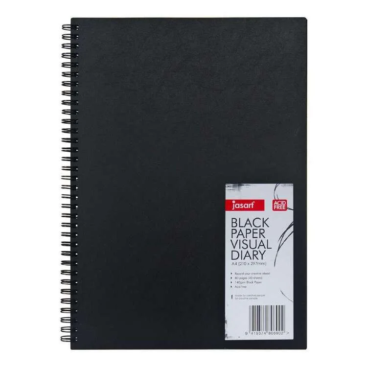 Handicraft supplies for making fabric - covered notebooks​ Jasart Visual Diary Black Paper 140gsm A4