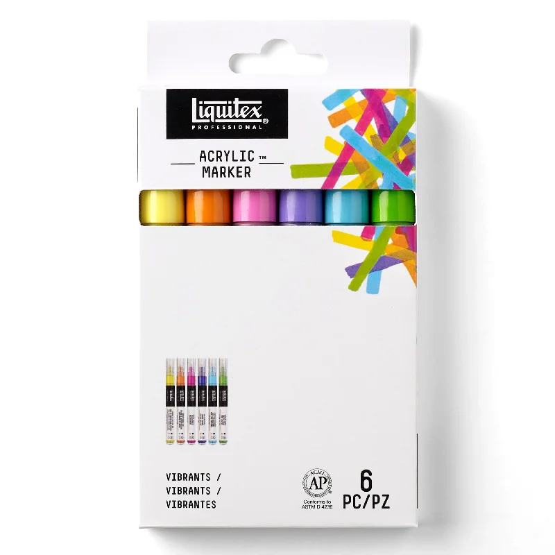 Painting and handicraft supplies for pirate - themed projects​ Liquitex 2-4mm Chisel Vibrant Acrylic Markers - Set of 6
