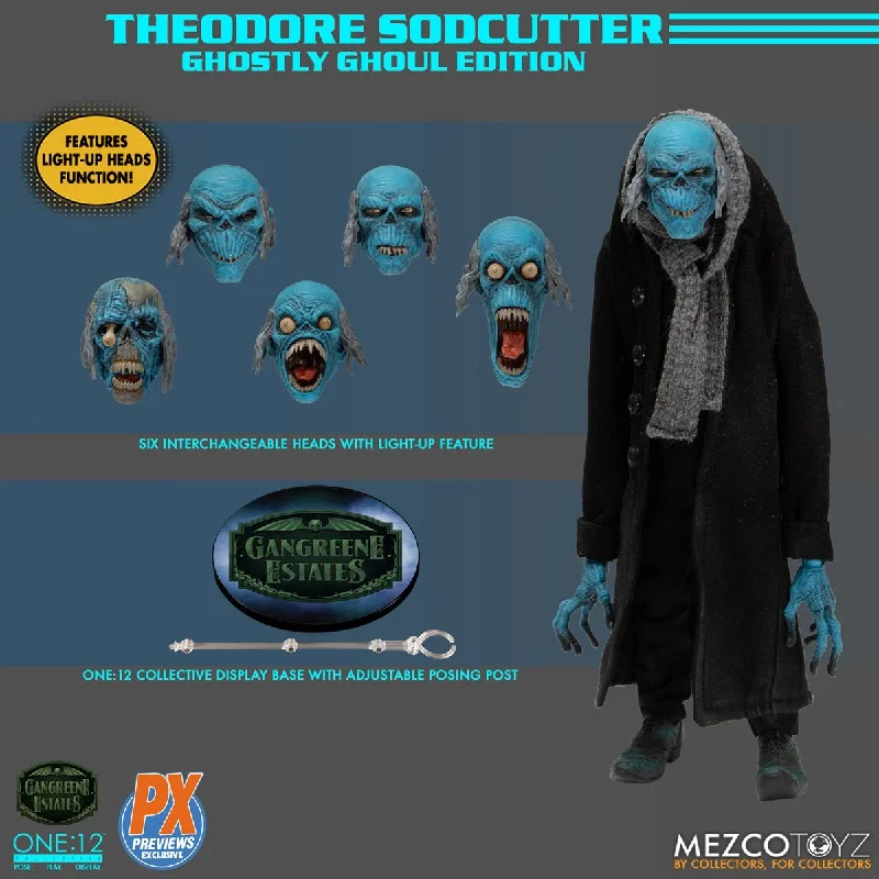 Transformers Autobot Action Figures with Transformation Features​ MEZCO One:12 Collective Theodore Sodcutter Ghostly Ghoul Edition Action Figure (Previews Exclusive)