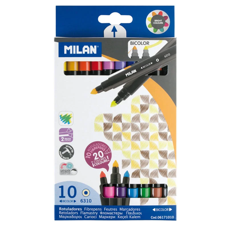 Art supplies for making decorative lanterns​ Milan Bicolor Double Ended Assorted Markers Set Of 10