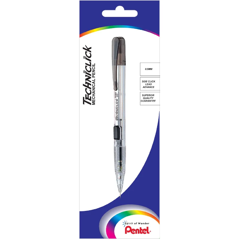 Leather - working art supplies for crafting leather goods​ Pentel Techniclick Mechanical Pencil Clear Barrel 0.5mm Black