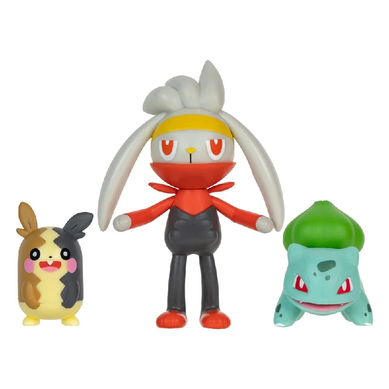 Pokemon Trainer and Pokemon Action Figure Sets​ Pokémon Battle Figure Set 3-Pack Morpeko (Full-Belly Mode), Bulbasaur #1, Raboot 5 cm