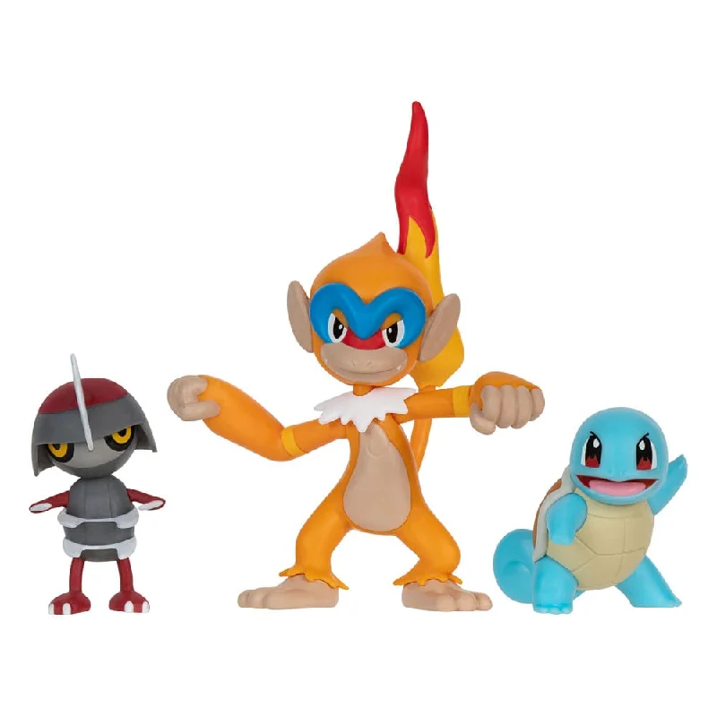 Power Rangers Dino Fury Action Figures​ Pokémon Battle Figure Set 3-Pack Pawniard, Squirtle #1, Monferno 5 cm