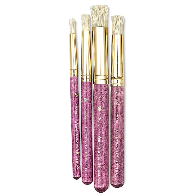 Punch - needle art supplies for making textured artworks​ Princeton Real Value Natural Bristle 9180 Stencil Brushes Set Of 4