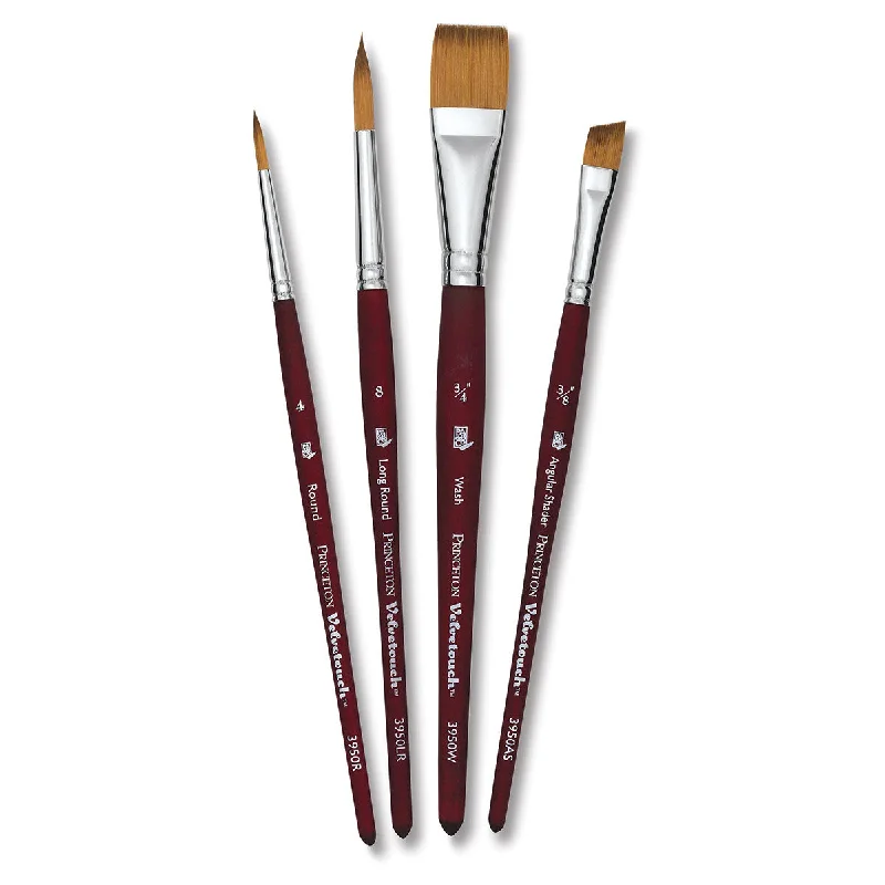 Glass painting supplies for adding color to glass surfaces​ Princeton Velvetouch Synthetic Professional Brushes Set Of 4
