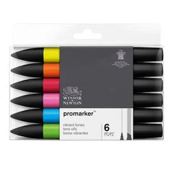 Glass painting supplies for adding color to glass surfaces​ Winsor & Newton PROMARKER 6 Pen Sets
