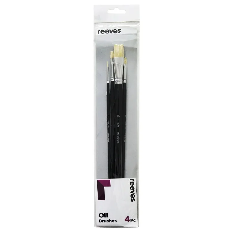 Resin art supplies for creating glossy and durable art​ Reeves Oil Hog Long Handle Brushes Set of 4