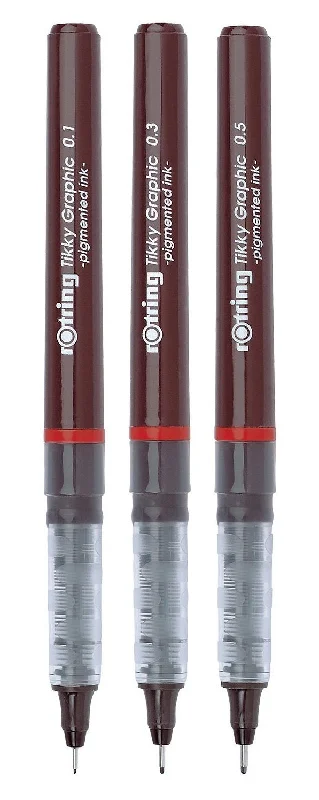 Handicraft supplies for making eco - friendly products​ Rotring Tikky Graphic Black Pens Set Of 3