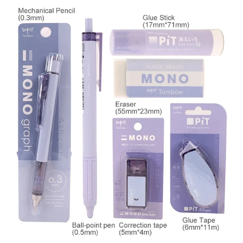 Handicraft supplies for making fabric - covered notebooks​ Tombow Mono PIT Pencil Stationery Set 6 Pieces