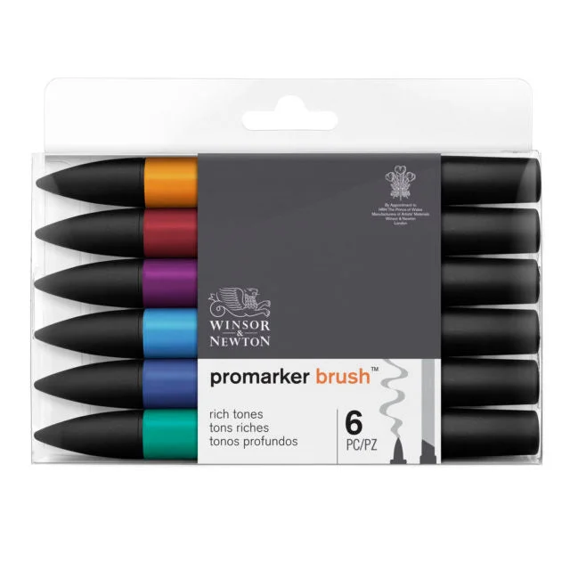 Painting and handicraft supplies for music - themed projects​ Winsor & Newton Promarker BrushMarkers Set Of 6