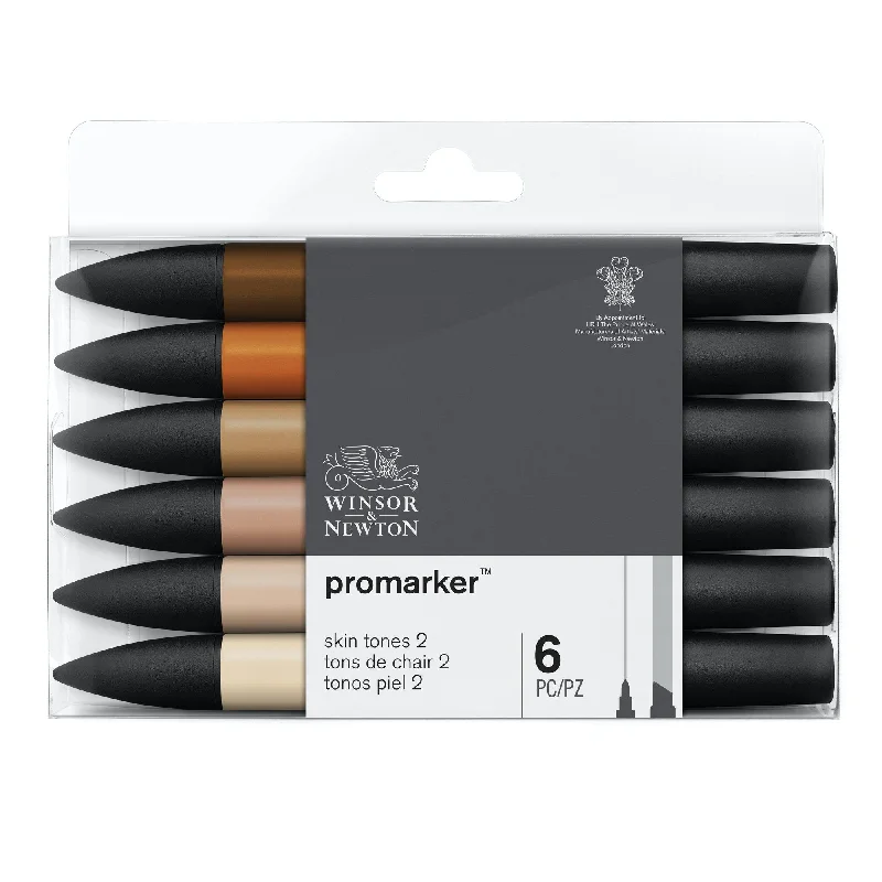 Printmaking supplies for creating handmade prints at home​ Winsor & Newton Promarker Skin Tones Set #2 Set Of 6