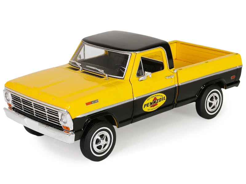 Dollhouse model toys with detailed furniture for imaginative play​ 1969 Ford F-100 Pickup Truck "Pennzoil" Yellow and Black "Running on Empty" Series 7 1/24 Diecast Model Car by Greenlight
