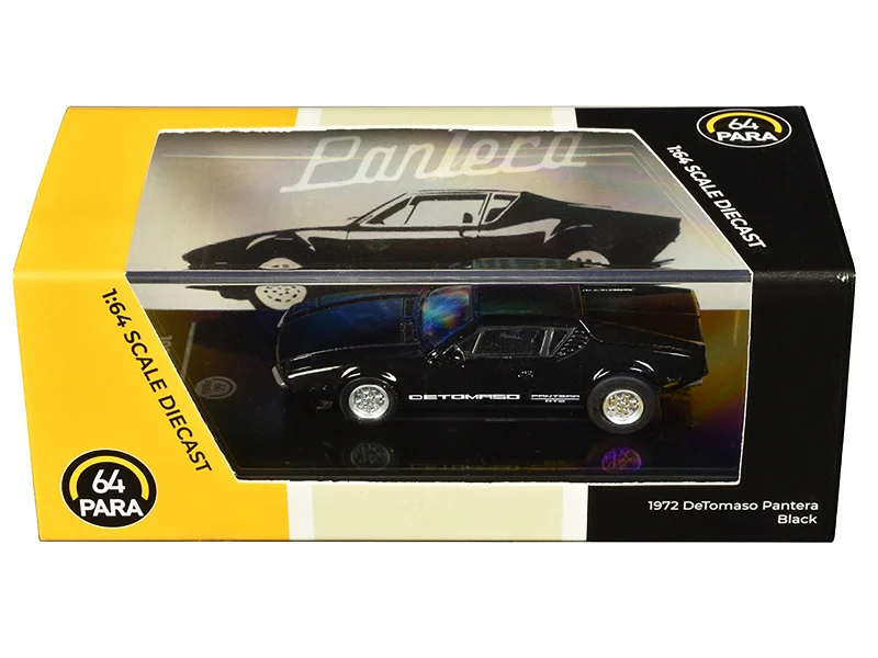 Toy - factory model toys for manufacturing - process exploration​ 1972 De Tomaso Pantera Black 1/64 Diecast Model Car by Paragon Models