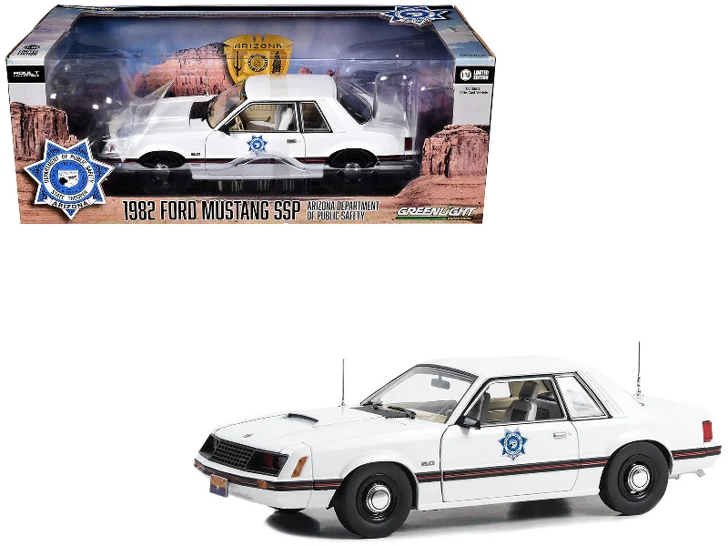 Concert - stage model toys for music - related play​ 1982 Ford Mustang SSP White "Arizona Department of Public Safety" 1/18 Diecast Model Car by Greenlight