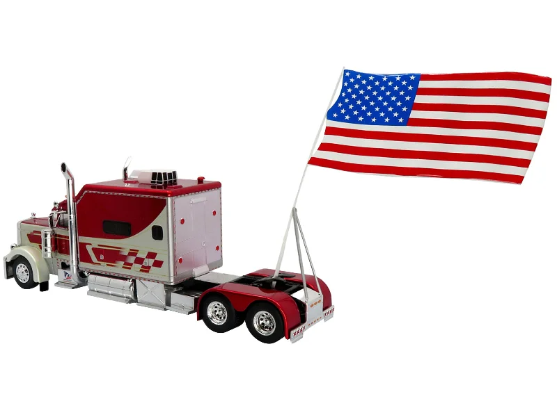 Lumber - yard model toys for forestry - related play​ 1997 Peterbilt 379 Tractor Truck White and Red Metallic with American Flag Limited Edition to 504 pieces Worldwide "Vintage Heavy Haul Truck Collection" 1/43 Diecast Model by Iconic Replicas