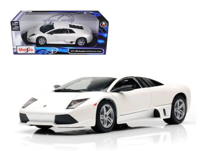 Library model toys for reading - themed setups​ 2007 Lamborghini Murcielago LP640 White 1/18 Diecast Model Car by Maisto
