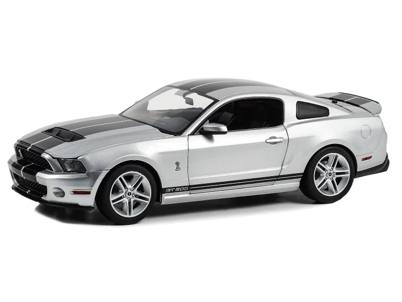 Circus model toys with mini performers for entertainment​ 2011 Shelby GT500 Ingot Silver Metallic with Black Stripes 1/18 Diecast Model Car by Greenlight