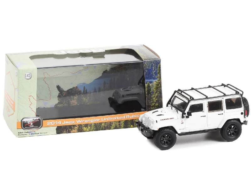 Lumber - yard model toys for forestry - related play​ 2014 Jeep Wrangler Unlimited Rubicon X Off-Road Bright White "Jeep Official Badge of Honor The Rubicon Trail Lake Tahoe California" 1/43 Diecast Model Car by Greenlight
