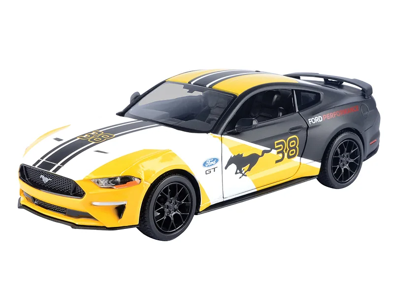 Fishing - village model toys for fishing - industry simulation​ 2018 Ford Mustang GT #38 White and Matt Black with Yellow Graphics "GT Racing" Series 1/24 Diecast Model Car by Motormax