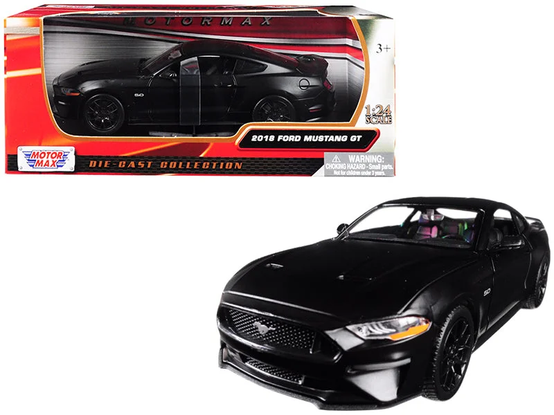 Airport model toys with planes and runways​ 2018 Ford Mustang GT 5.0 Matt Black with Black Wheels 1/24 Diecast Model Car by Motormax