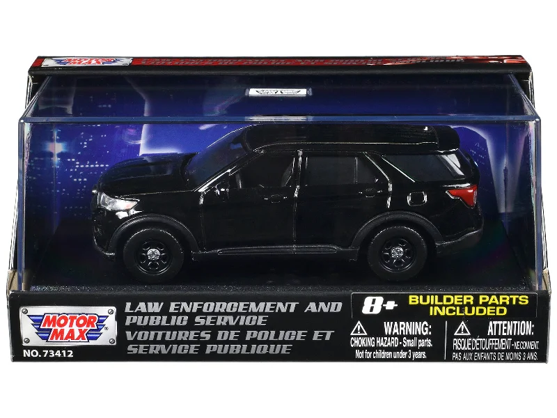 Amusement park model toys with multiple rides​ 2022 Ford Police Interceptor Utility Black Unmarked "Custom Builder's Kit" "Law Enforcement and Public Service" Series 1/43 Diecast Model Car by Motormax