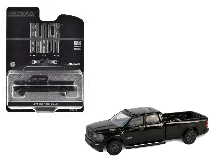 Shopping mall model toys for retail - experience simulation​ 2024 Ram 2500 Laramie Pickup Truck Black "Black Bandit" Series 29 1/64 Diecast Model Car by Greenlight