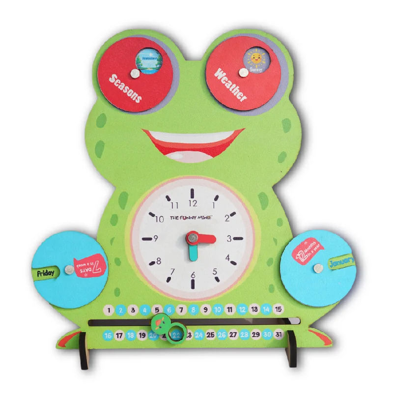 Wooden balance toys for developing balance​ 6 Activities Smiley Teaching Calendar and Clock Board
