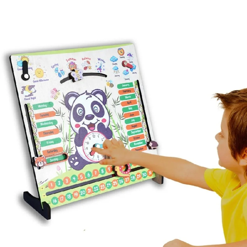 Wooden checkers sets for traditional games​ 7 Activities Panda Teaching Clock & Calendar