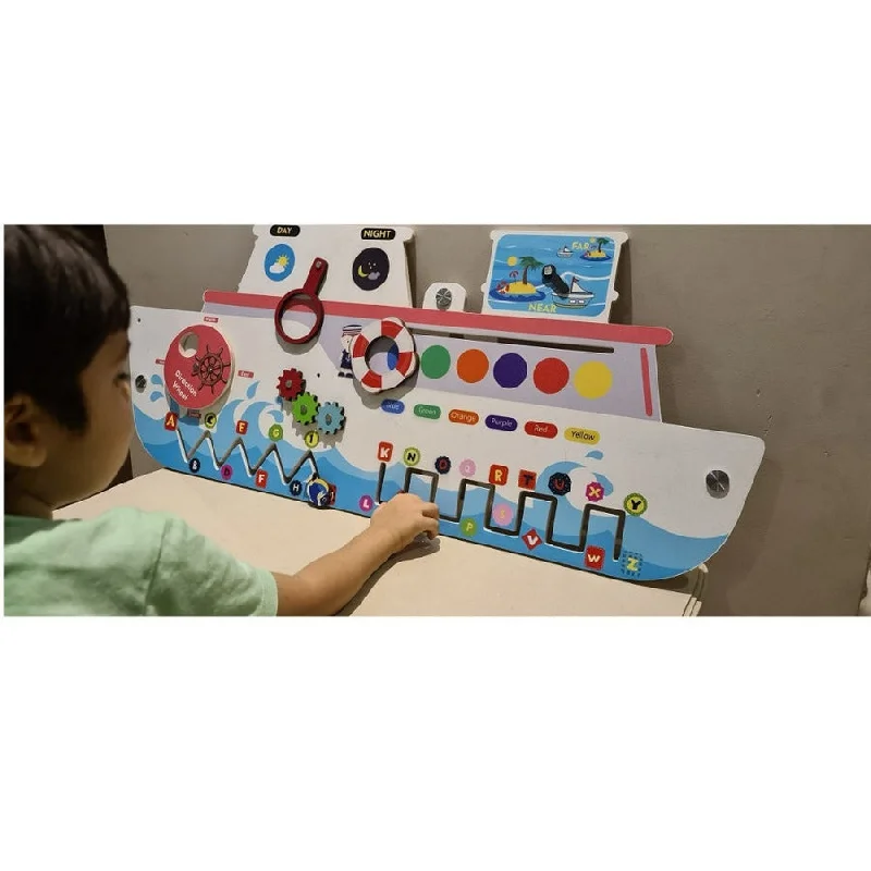 Wooden flutes for musical exploration​ 7 in 1 Activities Sea Ship Rugged Busy Board