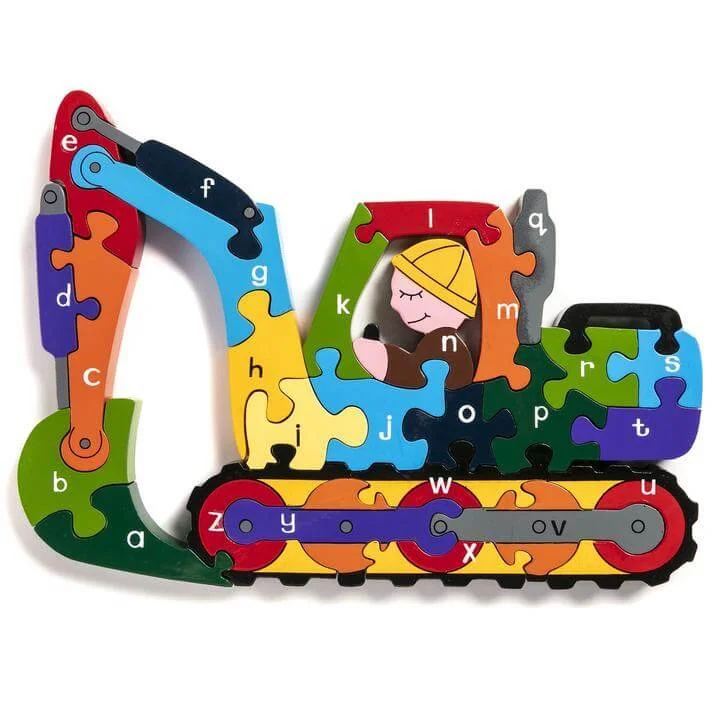 Wooden toy trains with realistic tracks​ Alphabet Digger Wooden Jigsaw Puzzle