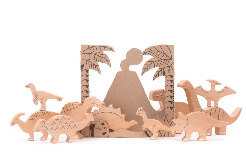 Wooden scented toys for olfactory experiences​ Bajo - Bajosaurs Set of 10