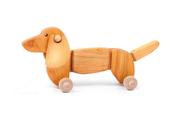 Wooden marionette puppets for performing arts​ Bajo - Dachshund Dog - Natural LARGE