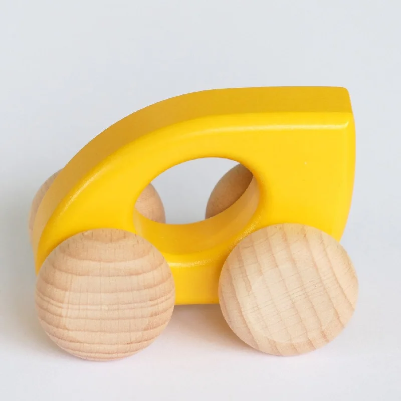 Wooden spinning tops for kinetic fun​ Bajo Leaf Car - Yellow