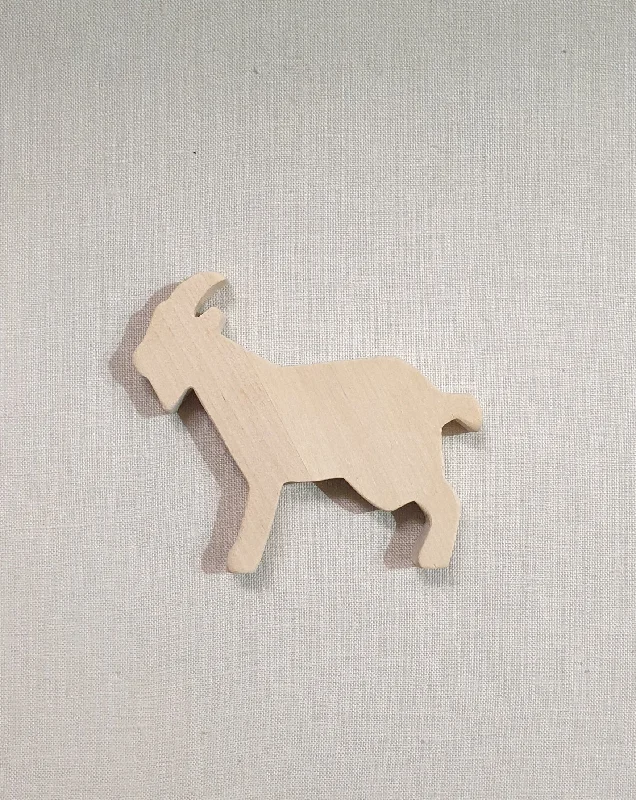 Wooden play fairy gardens for magical play​ Bajo Loose Wooden Goat - Raw Timber