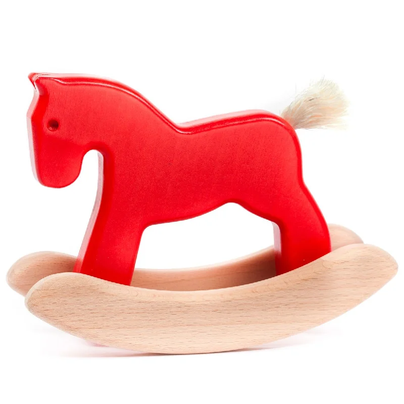 Wooden play libraries for reading pretend​ Bajo - Mini Rocking Horse - Red