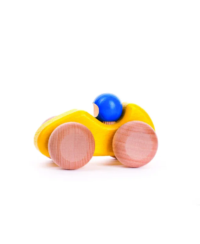 Wooden play farms for rural - themed play​ Bajo - Racing Car - Yellow
