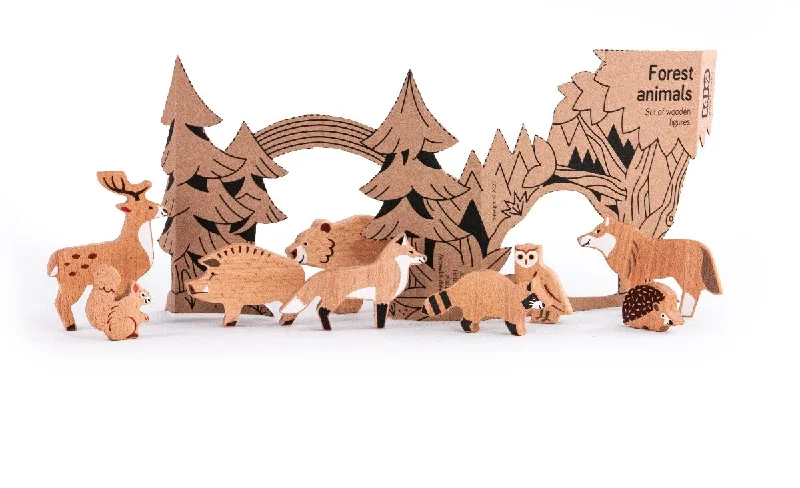 Wooden balance toys for developing balance​ Bajo - Forest Animals Set of 10
