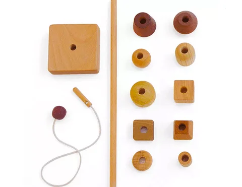 Wooden mobile toys for hanging over cribs​ Beads on a Vertical Dowel and Bead Stringing - 2 Activities in 1