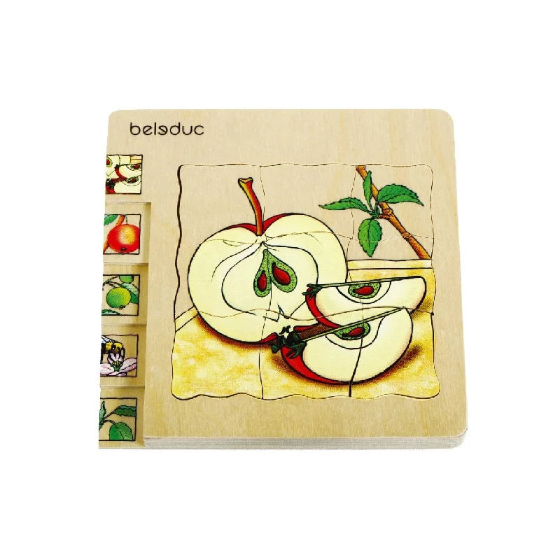 Wooden rattles for baby play​ Beleduc Layer Puzzle - Life Cycle of an Apple
