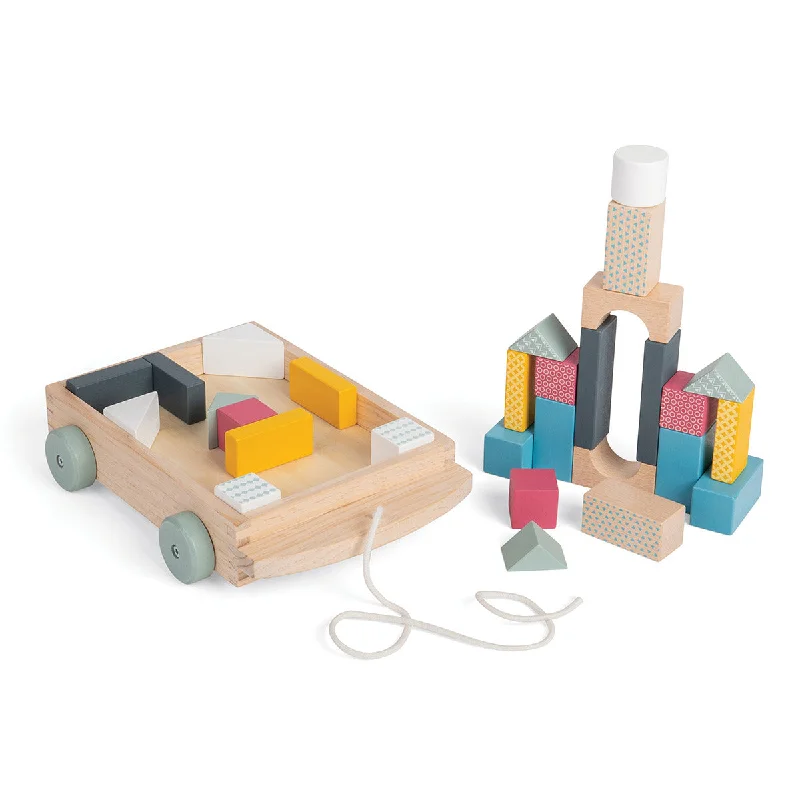 Wooden rattles for baby play​ Bigjigs Toys FSC Certified Brick Cart
