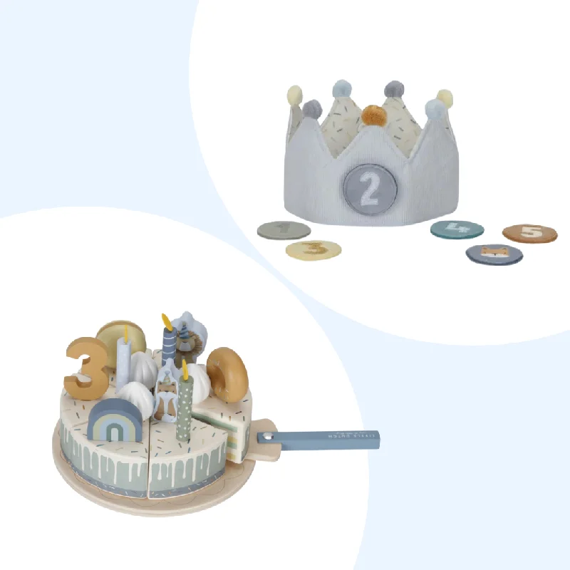 Wooden playhouses for kids' hideaways​ Birthday Cake and Crown Bundle - Blue