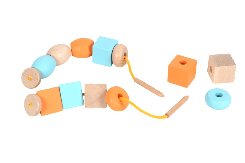 Wooden animal figurines for nature - themed play​ Block Stringing Activity