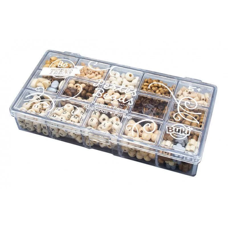 Wooden yo - yos for classic play​ BUKI France Box of Wooden Beads – Natural