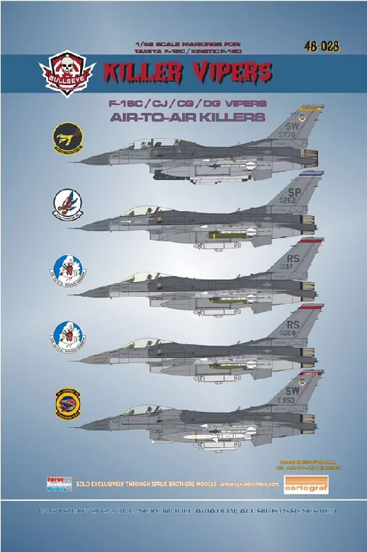 Ice cream truck model toys for fun food - related play​ Bullseye 1/48 Decals Killer Vipers F-16/CJ/CG/DG Vipers Air-to-Air Killers 48028