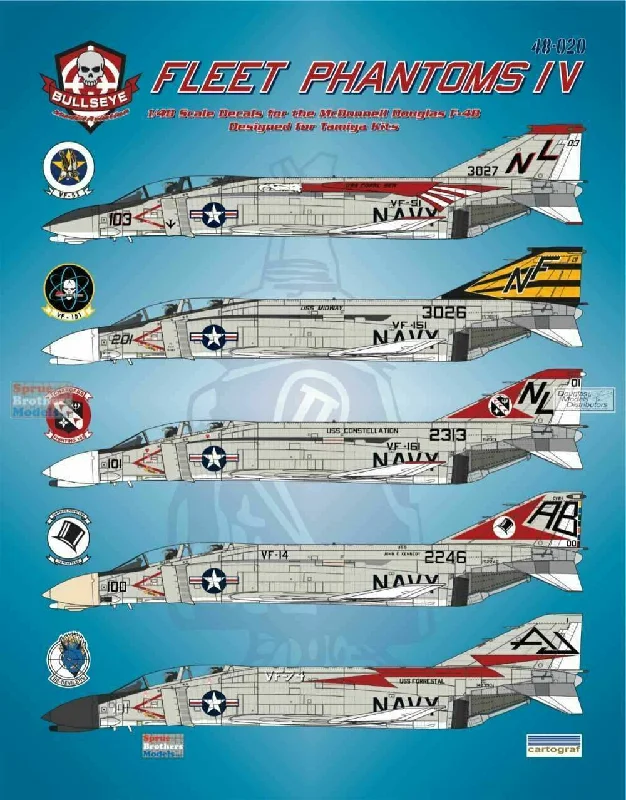 Renaissance - era town model toys for art - history lovers​ Bullseye Model Aviation 1/48 Decals F-4B Phantom II Fleet Phantoms IV - 48020