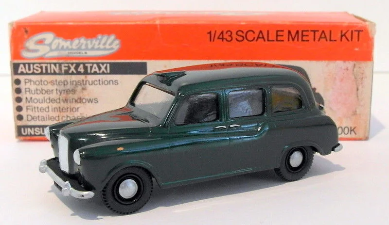 Train platforms for passenger boarding and alighting​ Somerville Models 1/43 Scale 100K - Austin FX4 Taxi Ready Built Kit - Green
