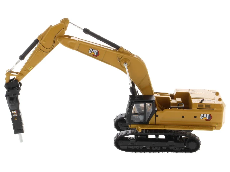 Power - plant model toys for energy - concept learning​ CAT Caterpillar 395 Next-Generation Hydraulic Excavator (General Purpose Version) Yellow with Additional Tools "High Line Series" 1/87 (HO) Diecast Model by Diecast Masters