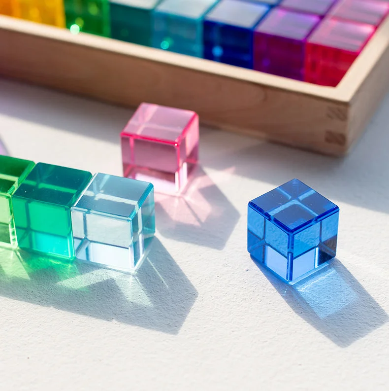 Wooden fairy houses for magical play​ Prism Play Lucite Cubes - 10Pcs with Bag